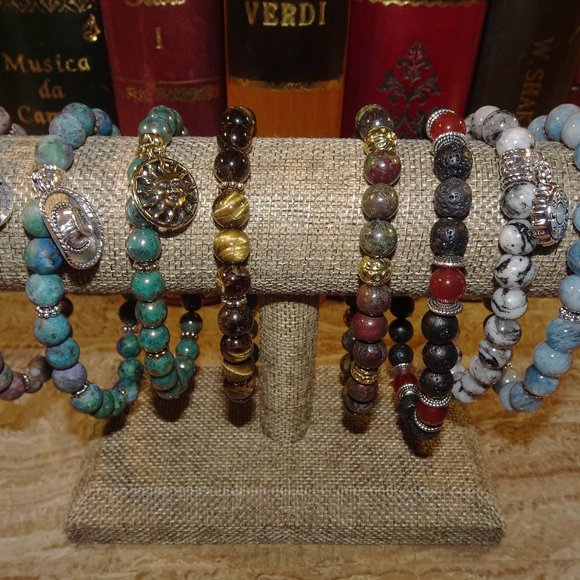 Men's stretch bracelets, double-strung, made-to-order by Carole With an E! - Picture 4 of 9